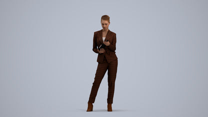 realistic 3D human woman business standing, archviz people FBX OBJ for Blender, standing pose render