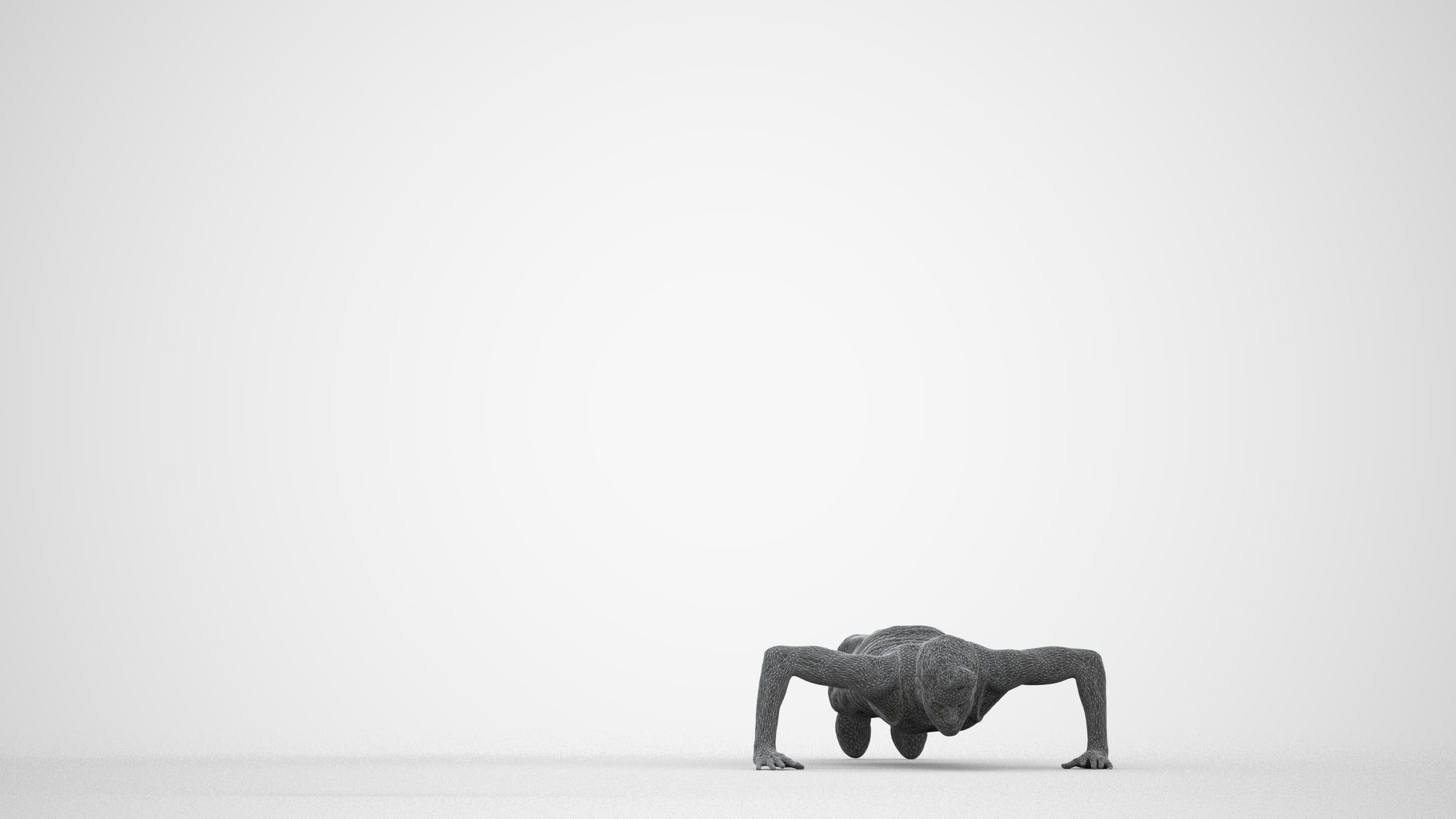 3D people model man sport, scanned human for 3ds Max rendering, wireframe back view