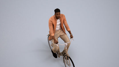 3D people model man casual cycling, scanned human for 3ds Max rendering, back view render