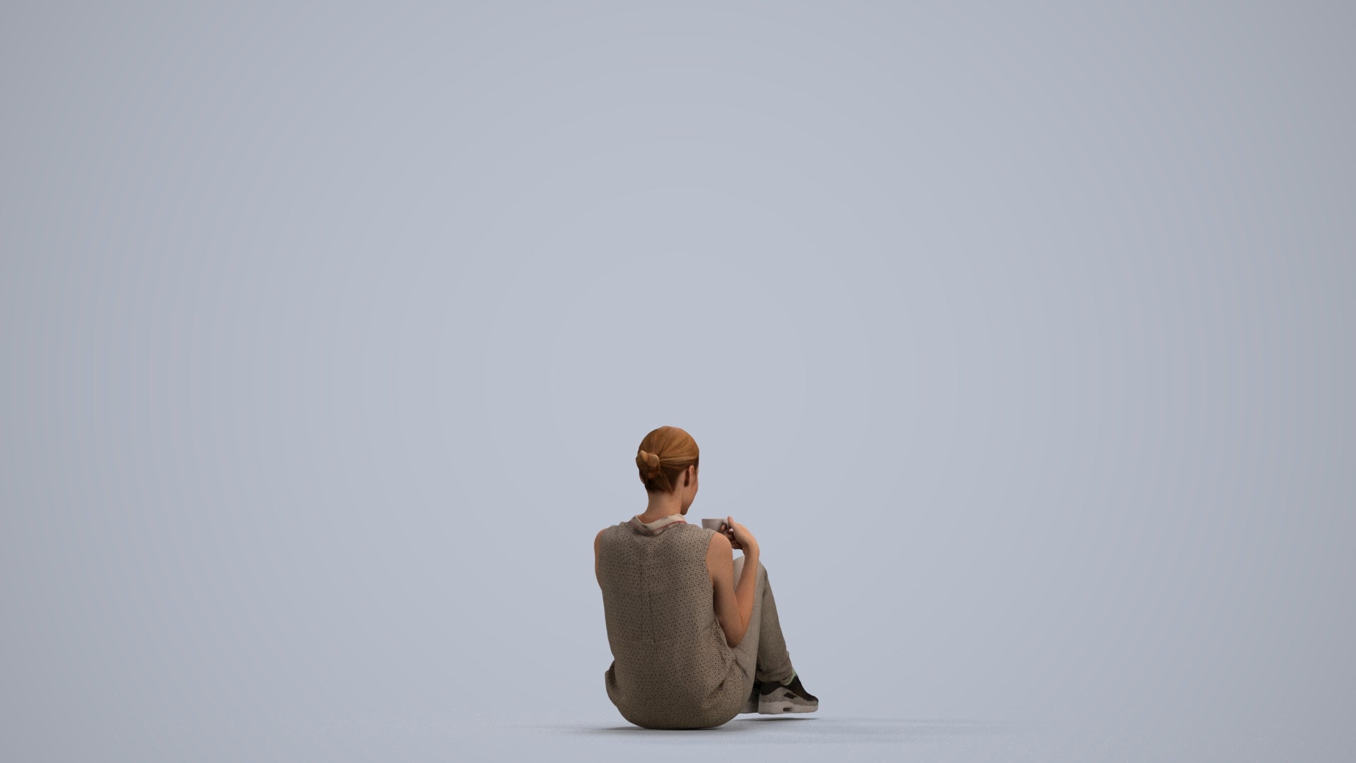 photogrammetry 3D woman casual business, realistic human model archviz FBX, front view render