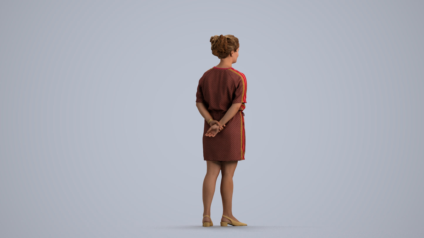 3D people model woman casual standing, scanned human for 3ds Max rendering, front view render