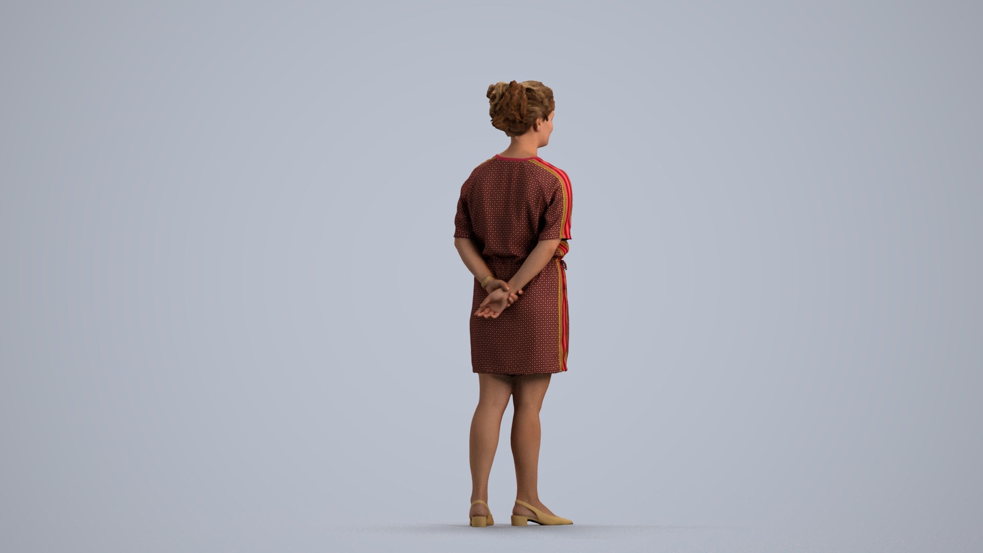 3D people model woman casual standing, scanned human for 3ds Max rendering, front view render