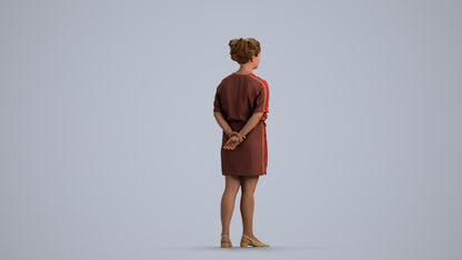 3D people model woman casual standing, scanned human for 3ds Max rendering, front view render