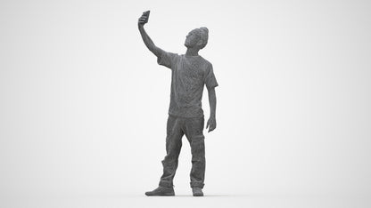 3D human model man casual standing, photogrammetry scanned person for archviz, wireframe back view