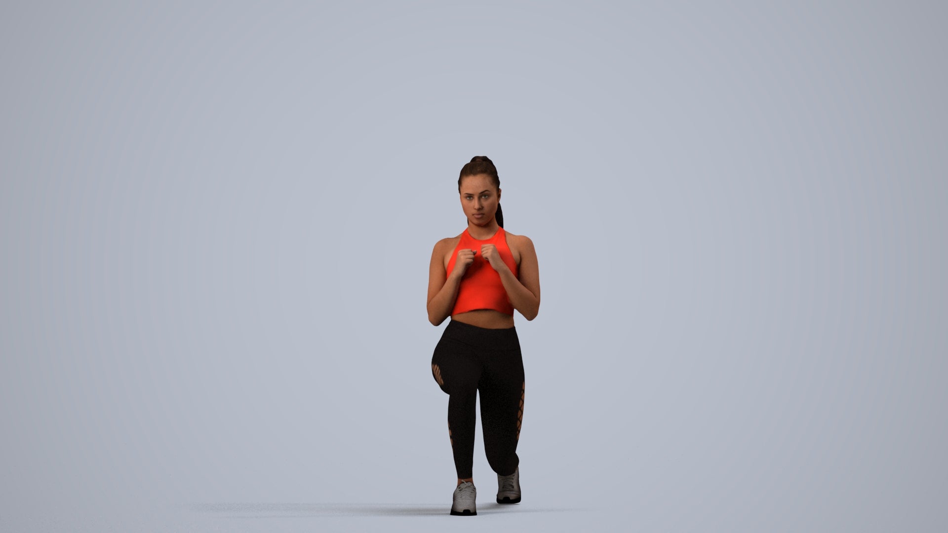 scanned 3D woman sport, photogrammetry people for Enscape and V-Ray, side view render