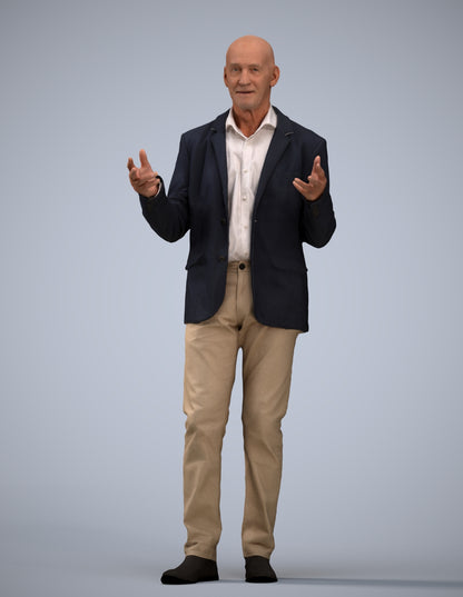3D scanned senior man business, photorealistic archviz people for Enscape and SketchUp
