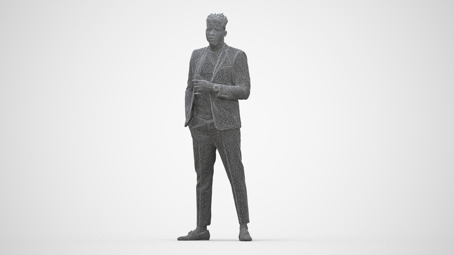 realistic 3D people man formal formalaffairs, render-ready for V-Ray and Corona, FBX OBJ, wireframe back view