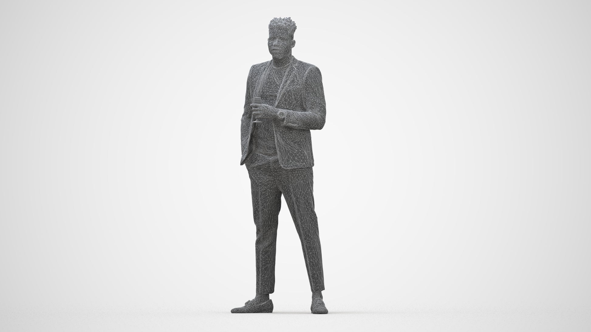 realistic 3D people man formal formalaffairs, render-ready for V-Ray and Corona, FBX OBJ, wireframe back view