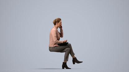 photogrammetry 3D woman business, realistic human model archviz FBX, side view render