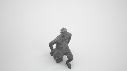 3D human model man sport, photogrammetry scanned person for archviz, wireframe three-quarter view