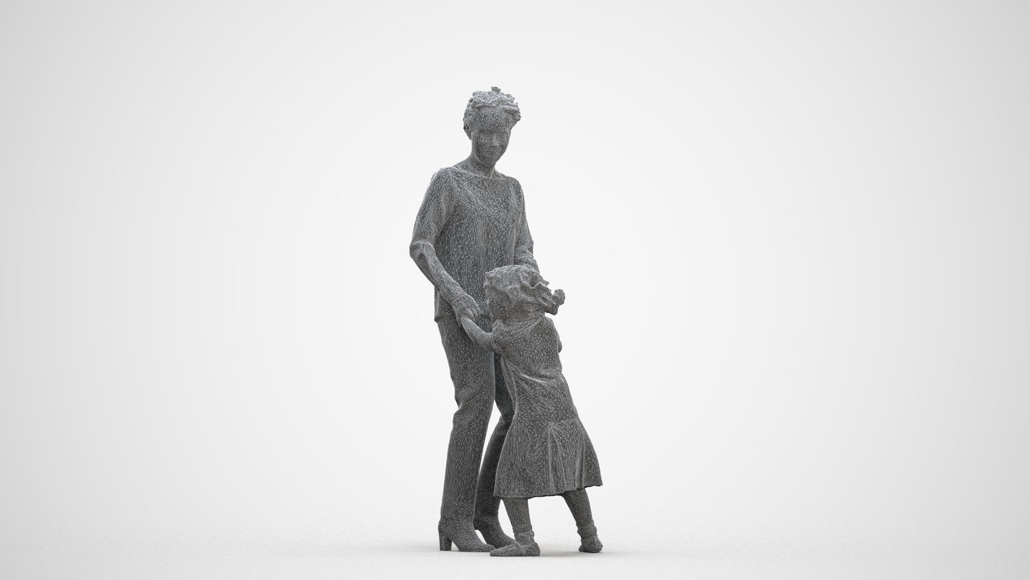 realistic 3D human girl casual kids, archviz people FBX OBJ for Blender, three-quarter front view render