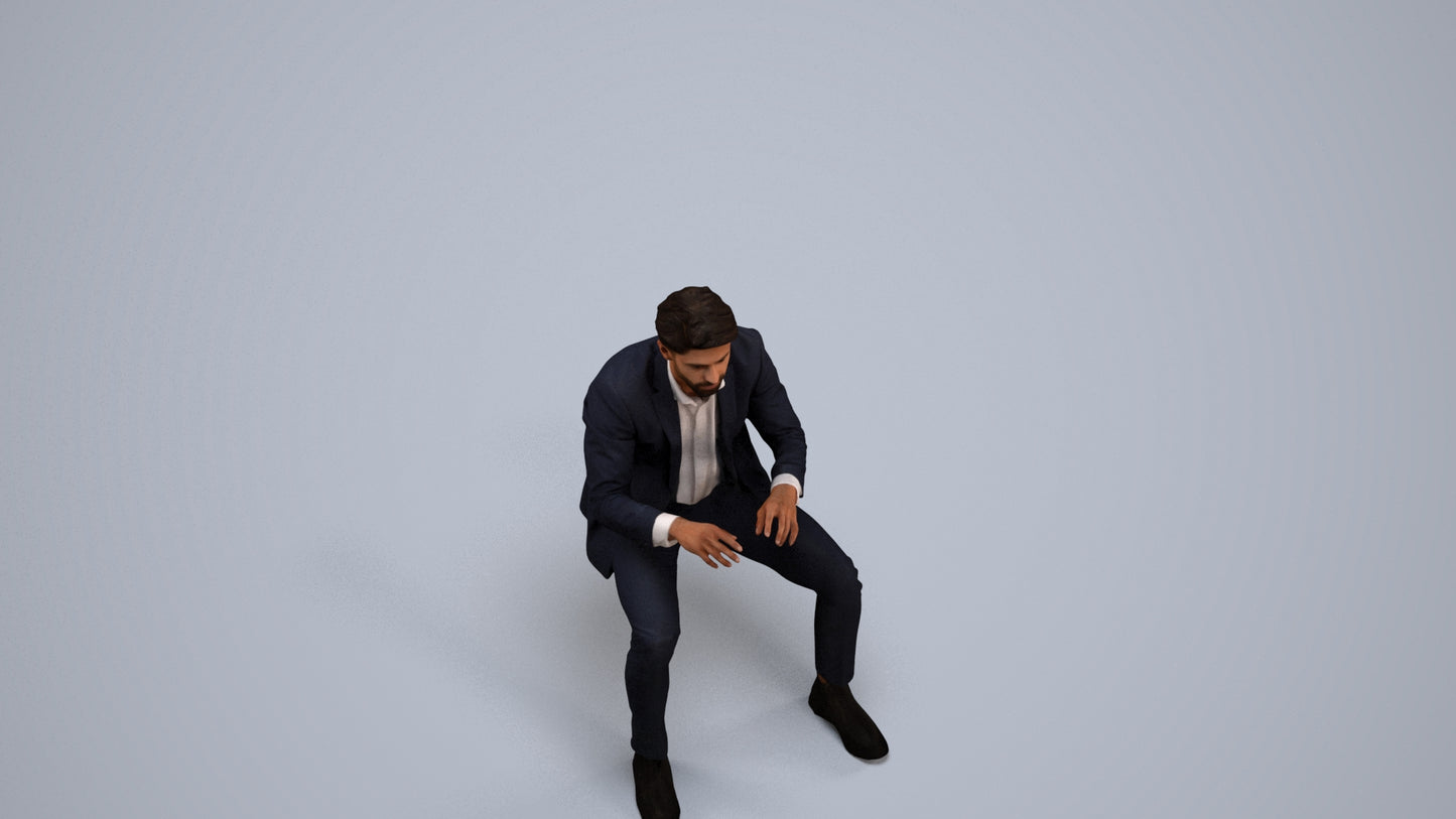 scanned 3D man business, photogrammetry people for Enscape and V-Ray, back view render