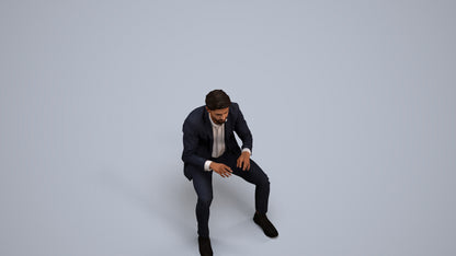 scanned 3D man business, photogrammetry people for Enscape and V-Ray, back view render
