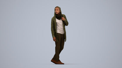 realistic 3D man casual walking, scanned archviz people for Blender and 3ds Max, top-down view render