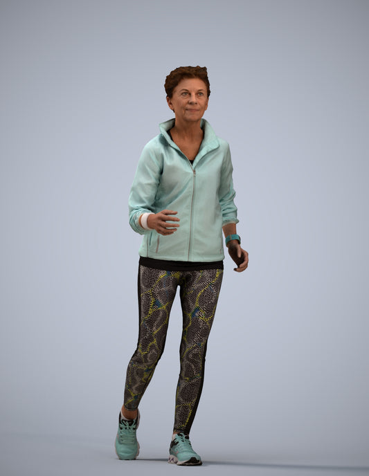3D human model woman sport, photogrammetry scanned person for archviz