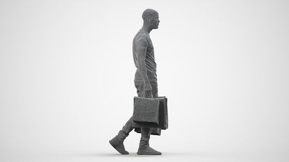 photogrammetry 3D man casual shopping, realistic human model archviz FBX, wireframe side view