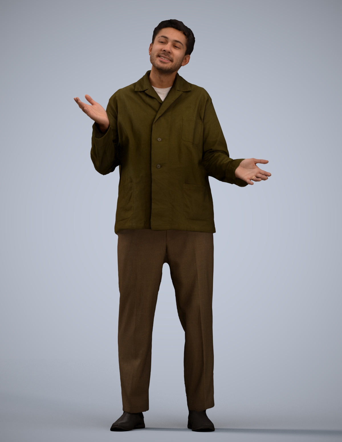 realistic 3D man casual standing, scanned archviz people for Blender and 3ds Max