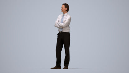 realistic 3D people man business, render-ready for V-Ray and Corona, FBX OBJ, top-down view render