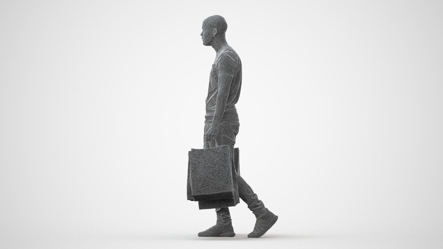 photogrammetry 3D man casual shopping, realistic human model archviz FBX, square thumbnail