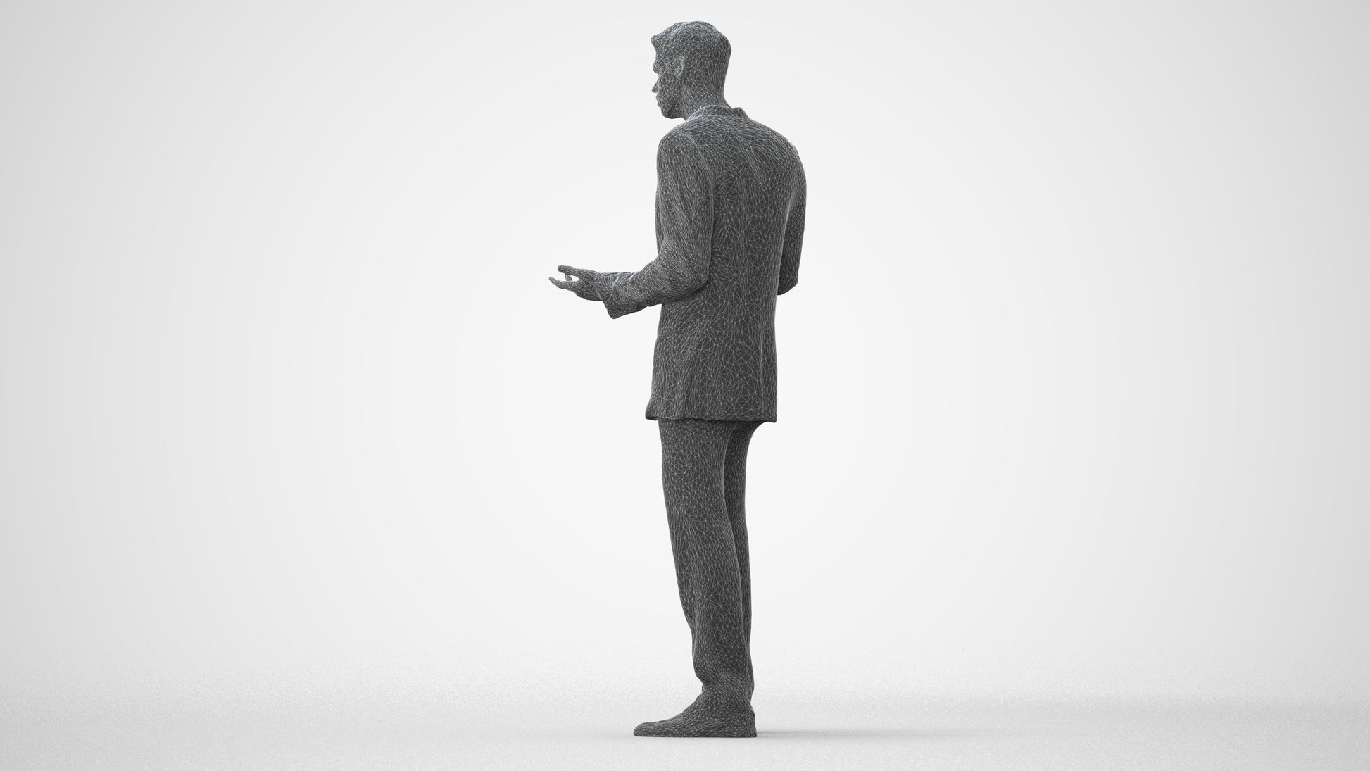 3D human model man business, photogrammetry scanned person for archviz, square thumbnail