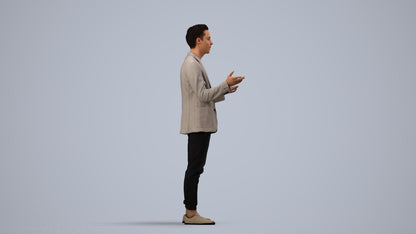 realistic 3D people man business, render-ready for V-Ray and Corona, FBX OBJ, side view render