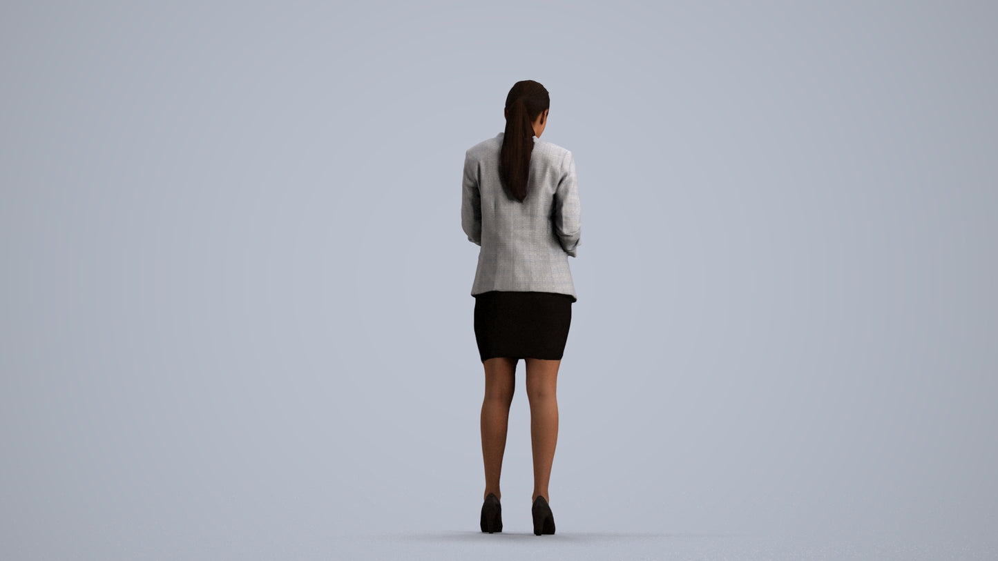 3D people model woman business, scanned human for 3ds Max rendering, front view render