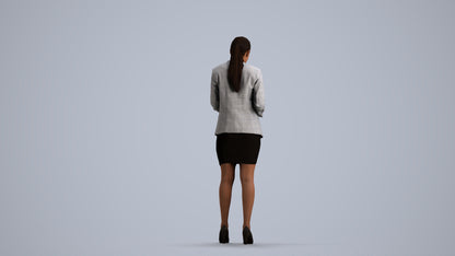 3D people model woman business, scanned human for 3ds Max rendering, front view render