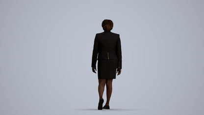 realistic 3D human woman business walking, archviz people FBX OBJ for Blender, front view render