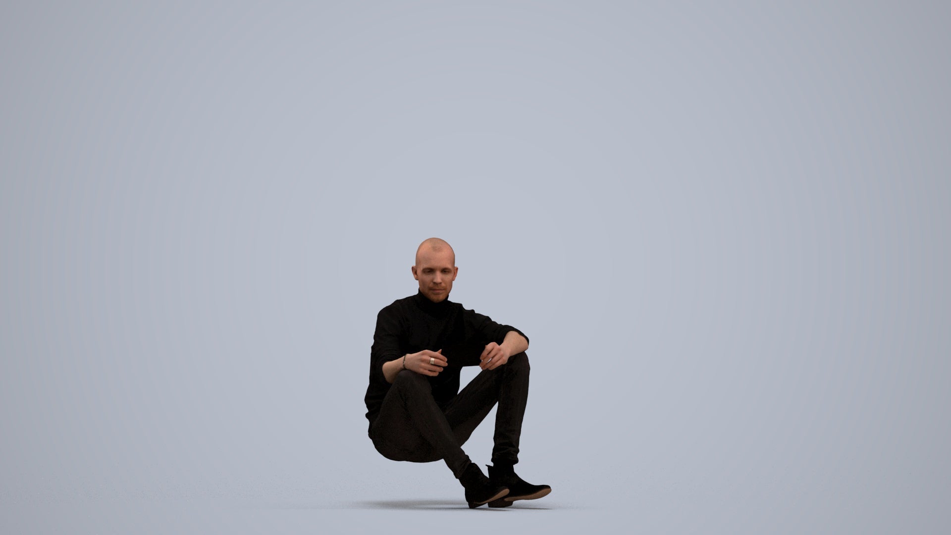 3D scanned man sitting casual, photorealistic archviz people for Enscape and SketchUp, standing pose render