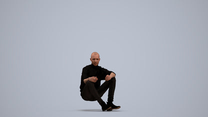 3D scanned man sitting casual, photorealistic archviz people for Enscape and SketchUp, standing pose render