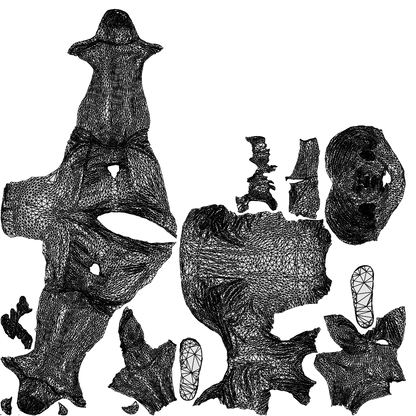 3D human model boy casual kids, photogrammetry scanned person for archviz, wireframe top-down view