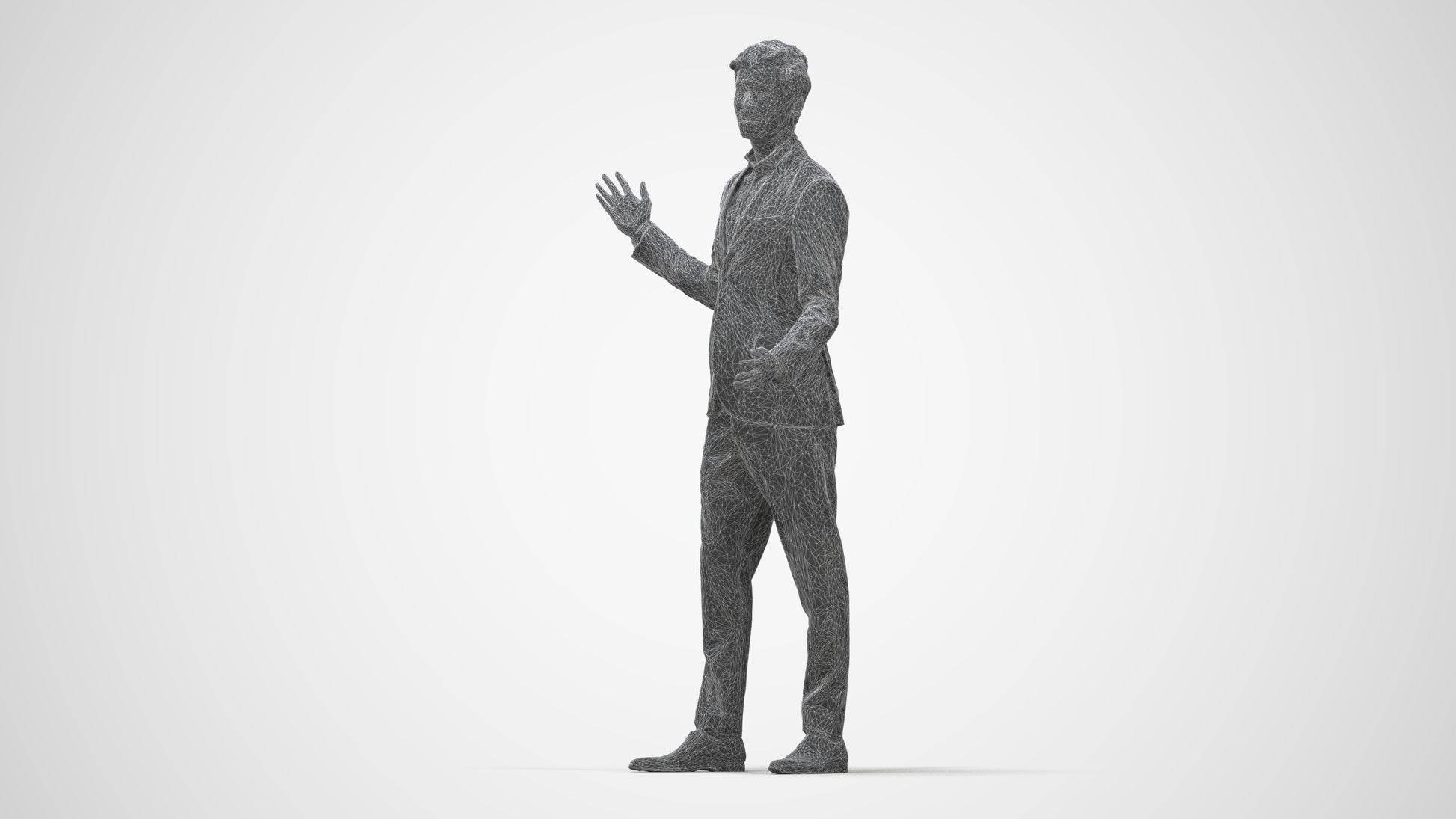 photogrammetry 3D man business, realistic human model archviz FBX, wireframe back view
