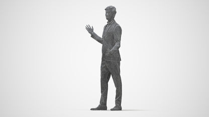 photogrammetry 3D man business, realistic human model archviz FBX, wireframe back view