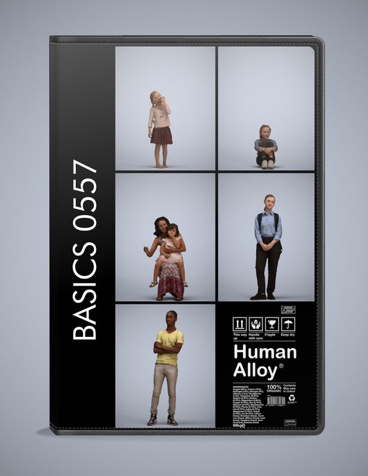 5x realistic 3D people kids pack, scanned archviz collection for Blender and 3ds Max