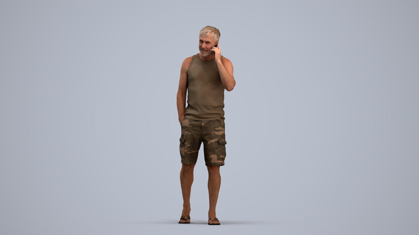 3D people model man casual walking, scanned human for 3ds Max rendering, standing pose render