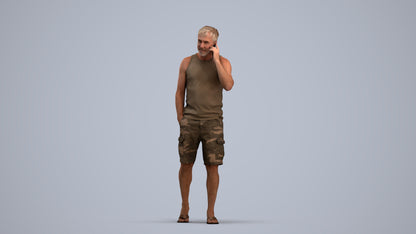 3D people model man casual walking, scanned human for 3ds Max rendering, standing pose render