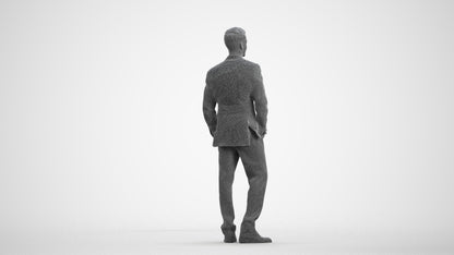 realistic 3D man business, scanned archviz people for Blender and 3ds Max, wireframe front view