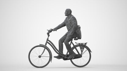 3D scanned man cycling business, photorealistic archviz people for Enscape and SketchUp, square thumbnail
