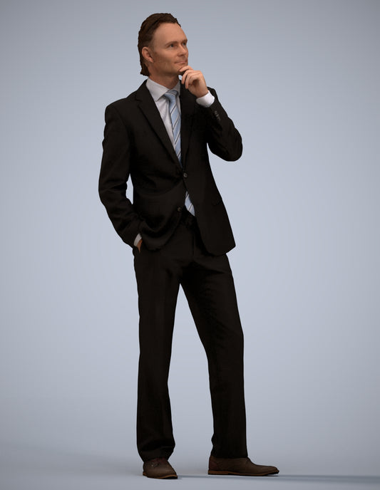 3D scanned man business, photorealistic archviz people for Enscape and SketchUp