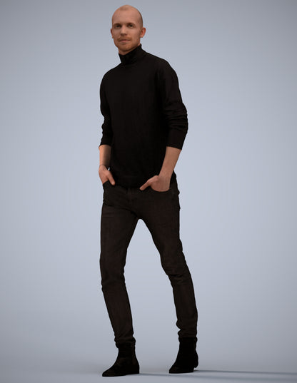 photogrammetry 3D man casual walking, realistic human model archviz FBX
