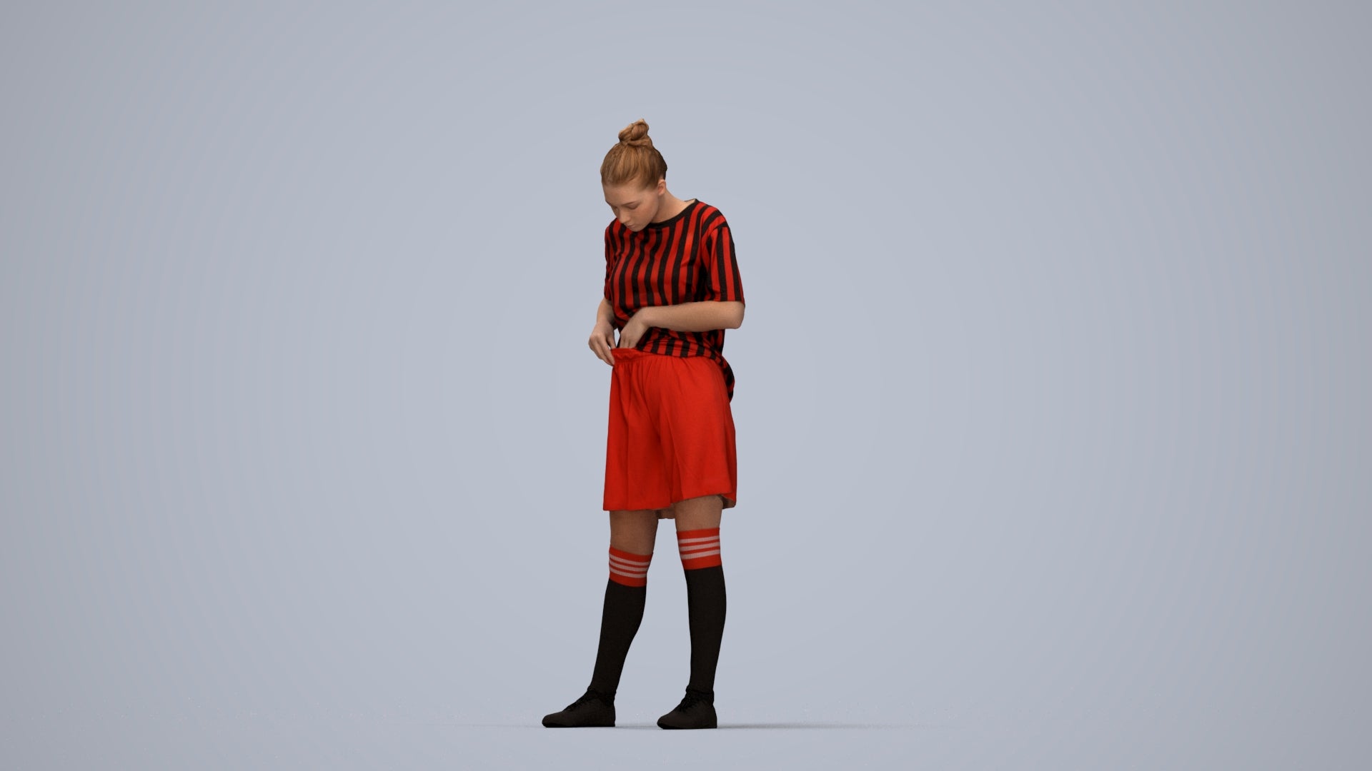 realistic 3D people girl sport, render-ready for V-Ray and Corona, FBX OBJ, top-down view render