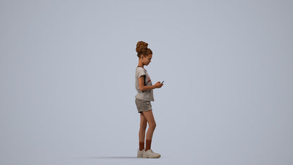 photogrammetry 3D girl casual kids, realistic human model archviz FBX, side view render
