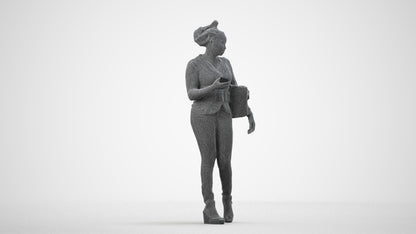 photogrammetry 3D woman casual walking, realistic human model archviz FBX, wireframe side view