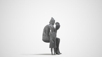 scanned 3D girl casual kids, photogrammetry people for Enscape and V-Ray, wireframe side view