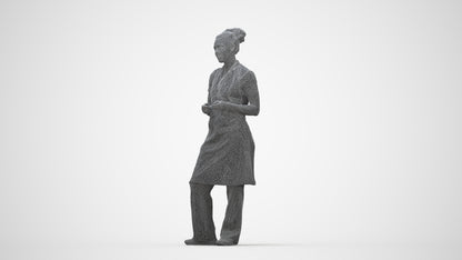scanned 3D woman hospitality, photogrammetry people for Enscape and V-Ray, wireframe back view