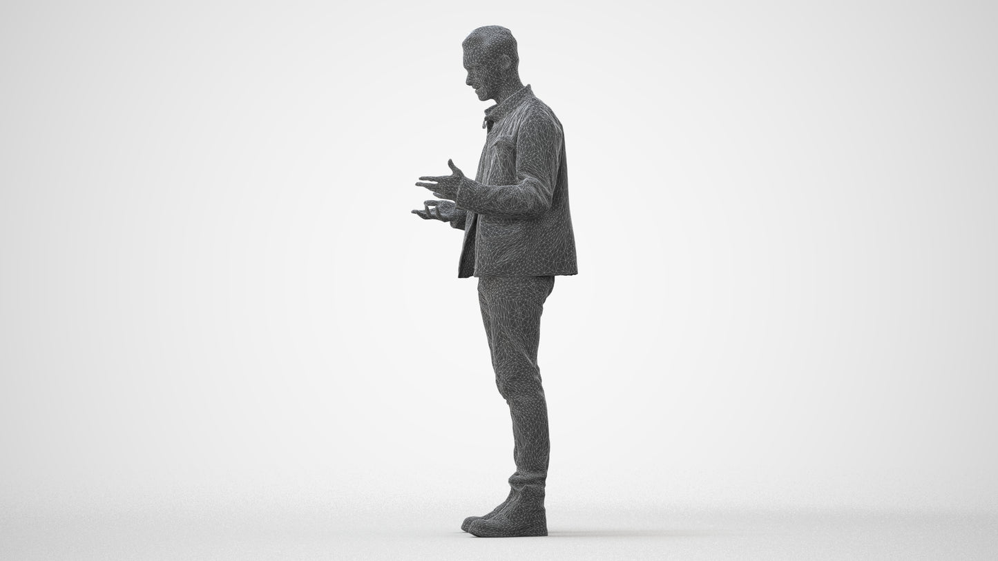 3D human model man casual standing, photogrammetry scanned person for archviz, square thumbnail