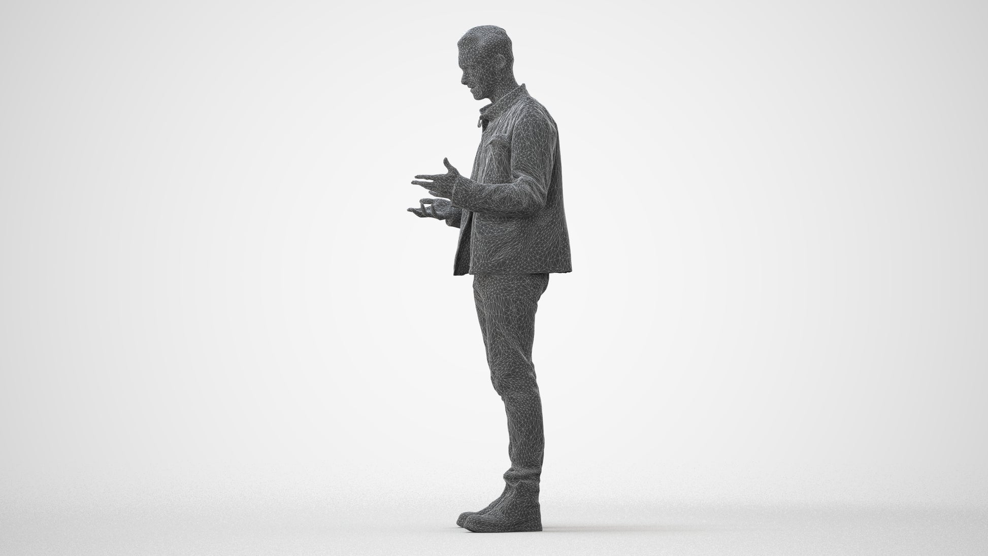 3D human model man casual standing, photogrammetry scanned person for archviz, square thumbnail