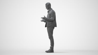 3D human model man casual standing, photogrammetry scanned person for archviz, square thumbnail