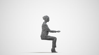 realistic 3D people woman business, render-ready for V-Ray and Corona, FBX OBJ, wireframe side view