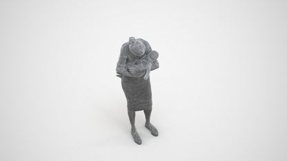 3D human model girl casual kids, photogrammetry scanned person for archviz, wireframe three-quarter view